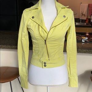 Neon Yellow Denim Moto Women's Jacket